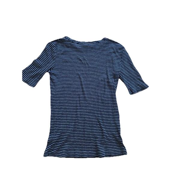 Vince Womens Striped Scoop Neck 3/4 Sleeve Top Gray Sz Small Lightweight A001048 - Picture 7 of 8